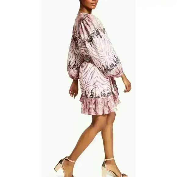 Inc Inter Concepts Luxe Boho Paisley Zebra‎ Tie-Waist Mini Dress Small TORN - Picture 2 of 16